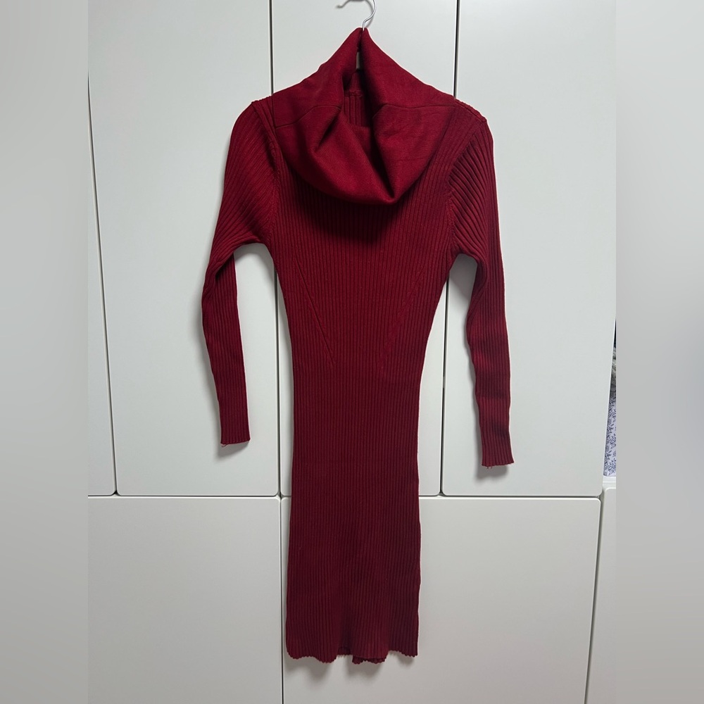 Red Ribbed Knit Dress